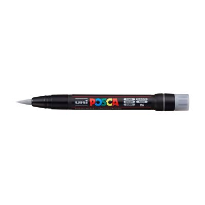 UNI POSCA fixka so štetcovým hrotom, strieborná