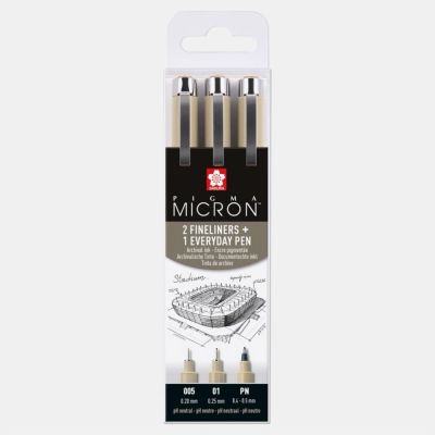 SAKURA Pigma Micron fineliner, sada Architecture 3 ks