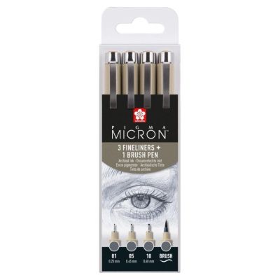 SAKURA Pigma Micron fineliner, sada 4 ks Cool Gray