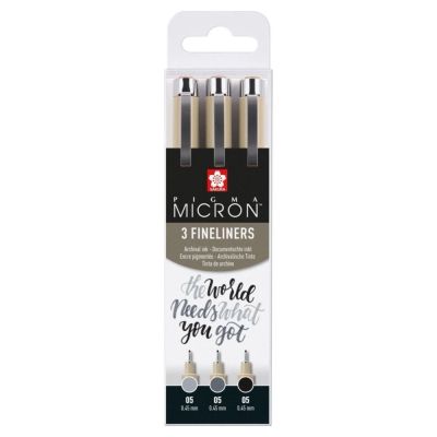 SAKURA Pigma Micron fineliner, sada 3 ks, black & gray