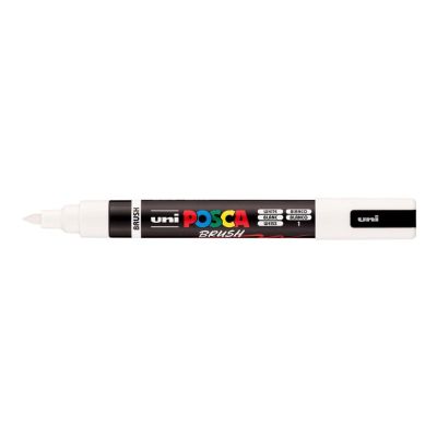 UNI POSCA fixka so štetcovým hrotom 1 - 4 mm, biela