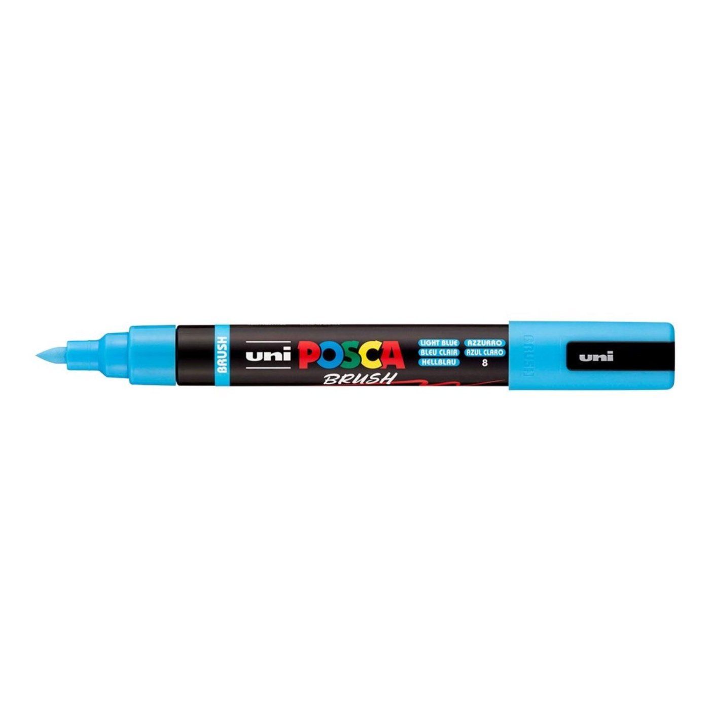 UNI POSCA fixka so štetcovým hrotom 1 - 4 mm, svetlomodrá