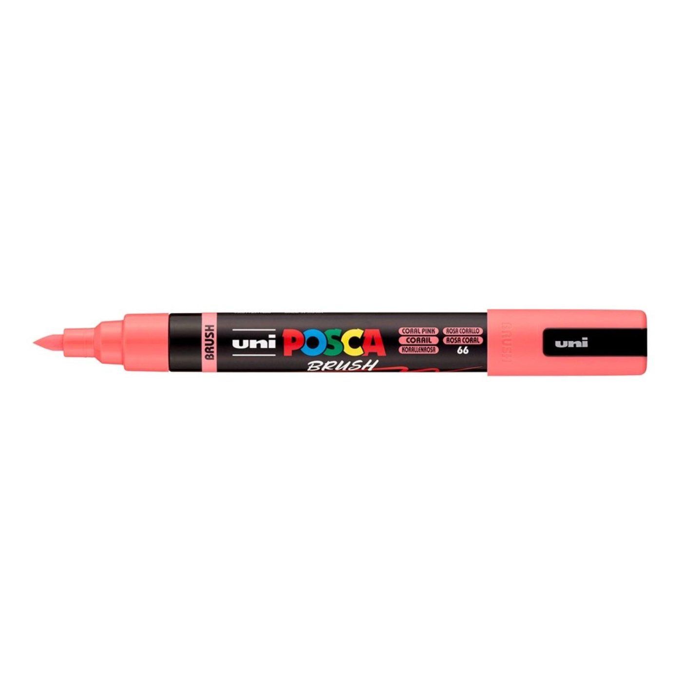 UNI POSCA fixka so štetcovým hrotom 1 - 4 mm, koralová