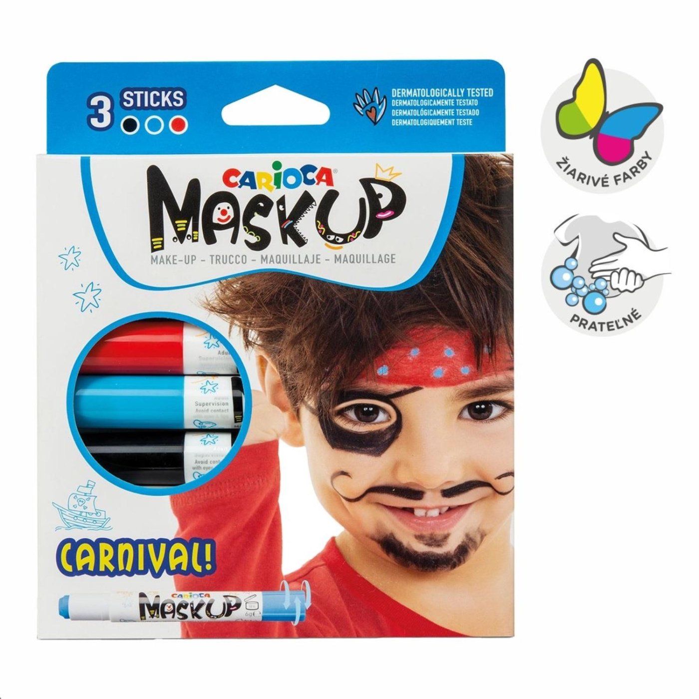 CARIOCA, Farby na tvár v tyčinke CARNIVAL, 3 ks