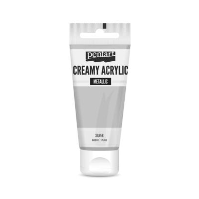 Akrylová farba krémová, metalická, strieborná, 60 ml