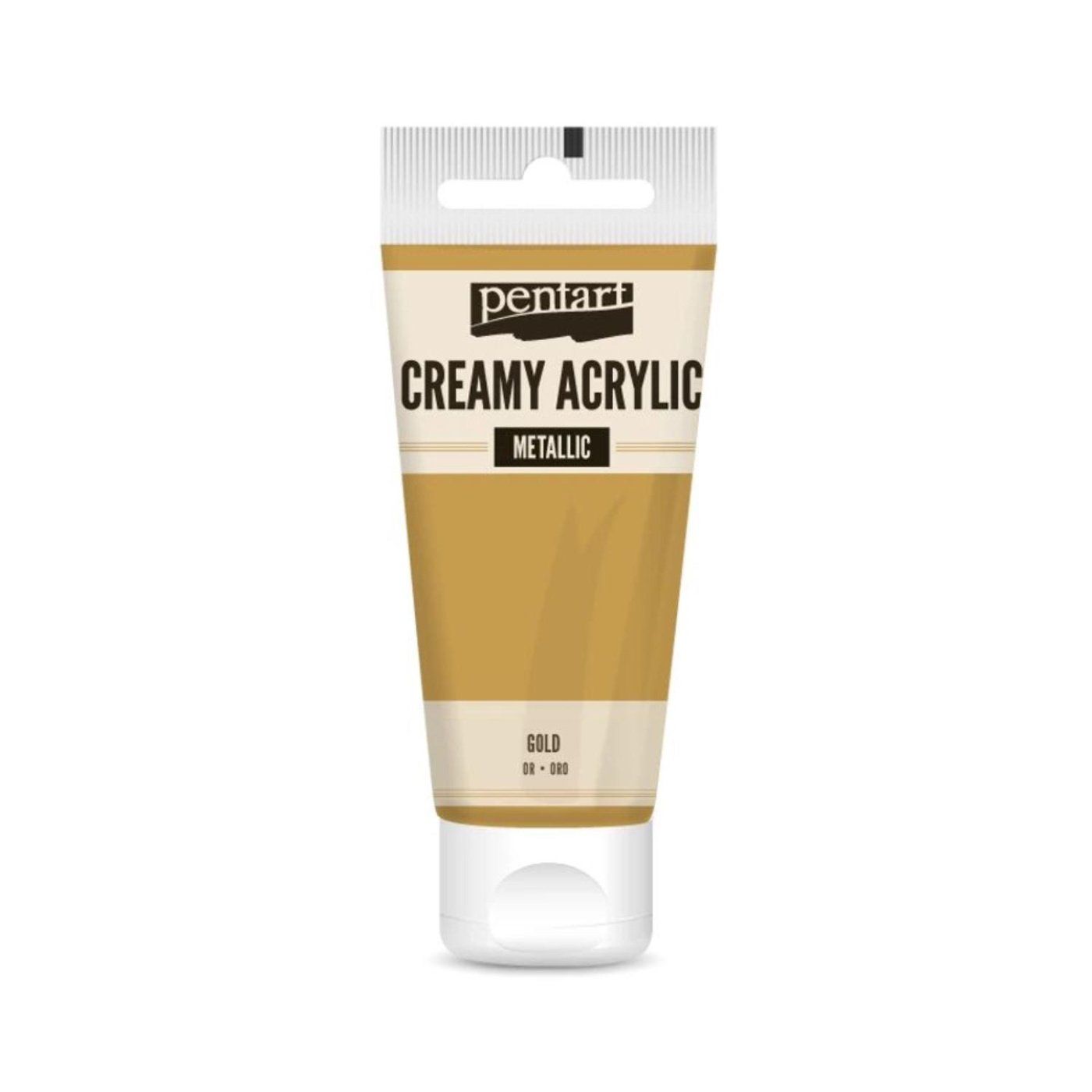 Akrylová farba krémová, metalická, zlatá, 60 ml