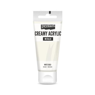 Akrylová farba krémová, metalická, biele zlato, 60 ml